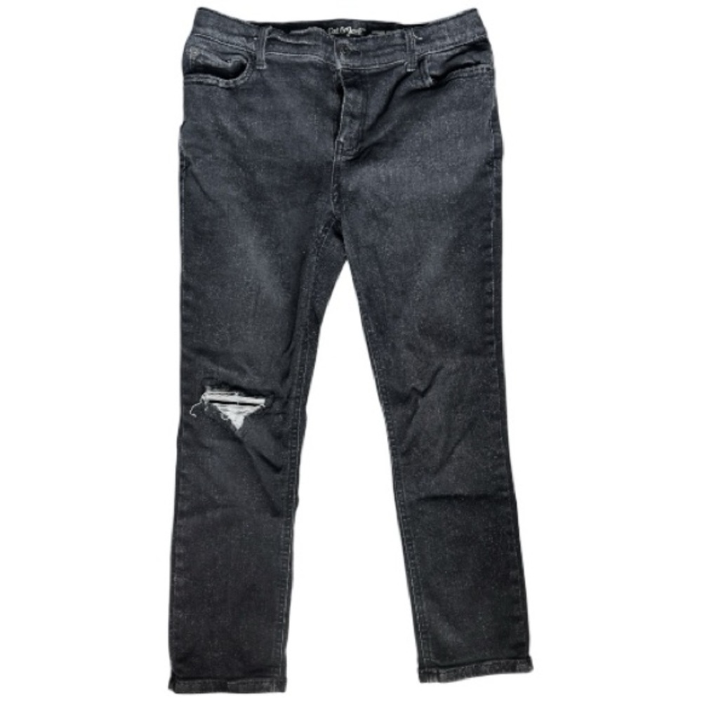 Cat & Jack boys Black Tapered ultimate stretch distressed Jeans 14